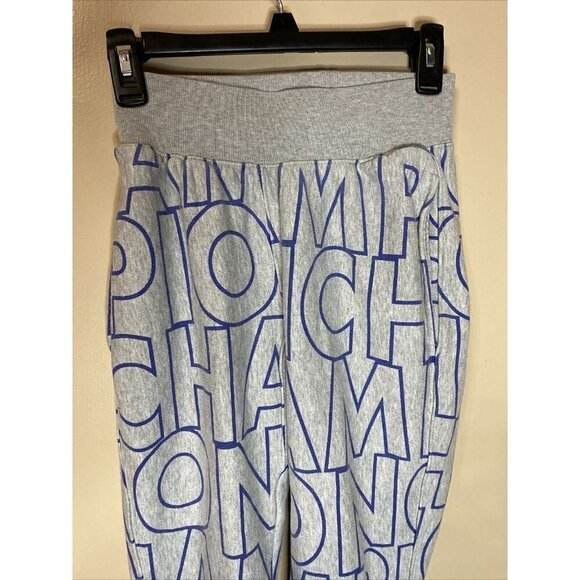 Champion Joggers Sweatpants Mens Size XS Grey Blue Block Letters 3 Pocket - Picture 2 of 8